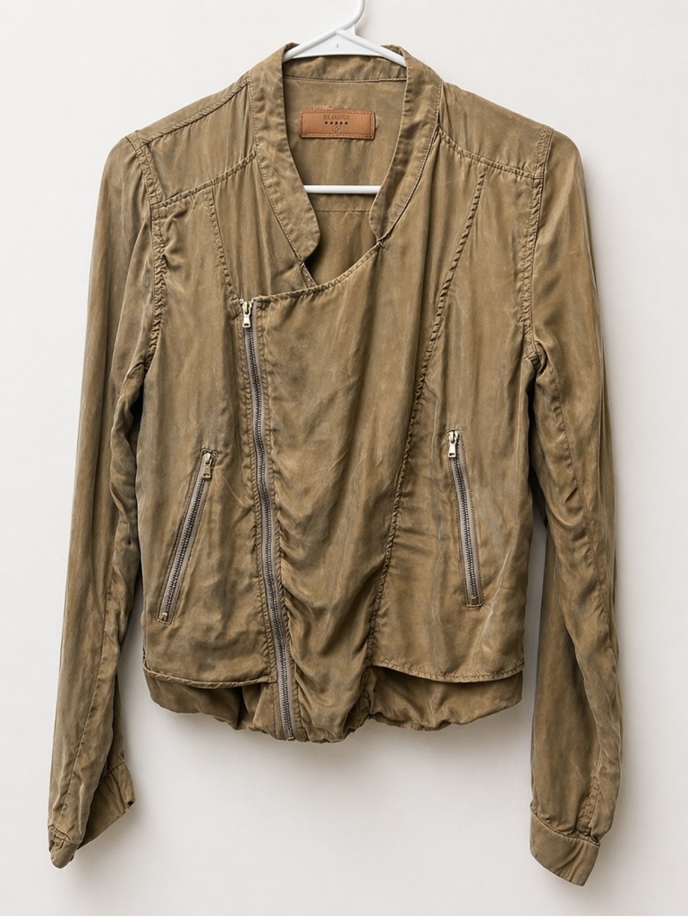 Blank NYC Women's Asymmetrical Leather Jacket - Taupe